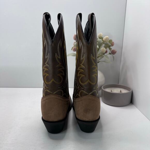 Laredo Lee Vamp Fox Leather Cowboy Pull On Boots Brown Women's US 9W Style 5742 - Picture 4 of 9